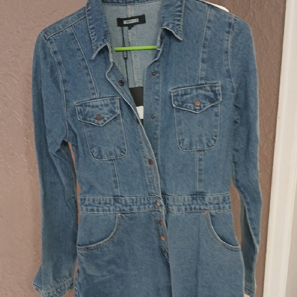 Missguided Blue Denim Jumpsuit